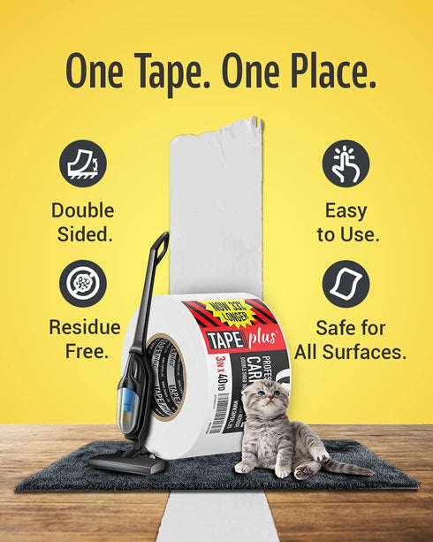 Professional Rug Tape - Wide 3 Inch by 40 Yards, Double Sided Non-Slip Carpet Tape