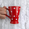 City to Cottage Handmade Red and White Polka Dot Ceramic Coffee Mug, 7 oz / 200ml, Unique Designer Pottery