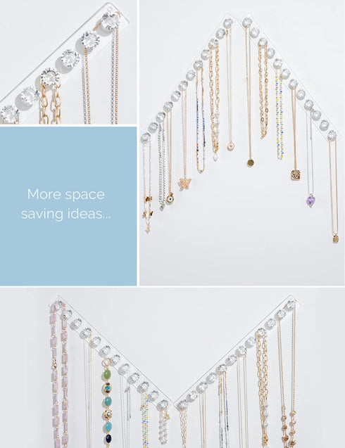 Mymazn 2 Pack Clear Acrylic Necklace Hangers Wall Mounted Jewelry Organizer with 12 Hooks for Girls Women