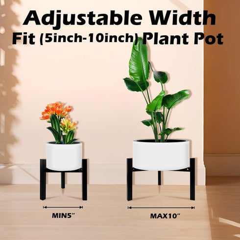 Sztbxuer 3Legs 5"-10" 1 Mini Adjustable Metal Plant Stand for Plant Pot Indoor & Outdoor (Black, Pcs)
