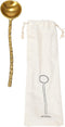 Bloomingville Brass Spoon with Hammered Handle, Printed Drawstring Bag