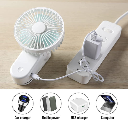 Portable Mini Clip on Fan, 4000mAh Rechargeable USB Battery Operated Stroller Fan, White