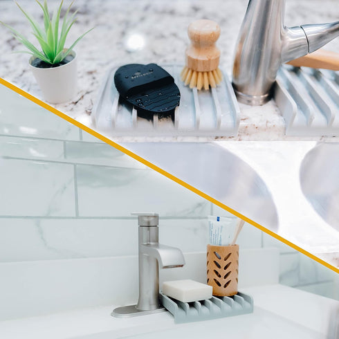 Countertop Effilogic Silicone Sponge Holder Soap Dish for Shower - Self-Draining Kitchen Sink Organizer, Protector