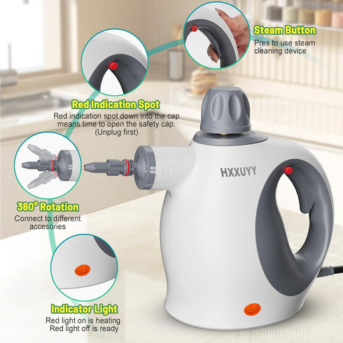 HXXUYY 13 Multi-Surface Handheld Pressurized Steam Cleaner with PCS Accessory Portable Steamer for Cleaning