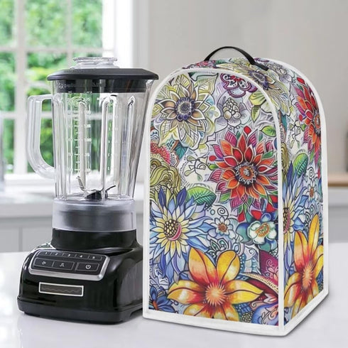 Boho Floral Blender Dust Cover, Anti Fingerprint Polyester Cover for Stand Mixer or Coffee Maker, Stain Resistant