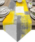 Yellow and Gray Table Runner, Farmhouse Style Burlap Abstract Modern Art Painting Decorative 13 X 90 Inch