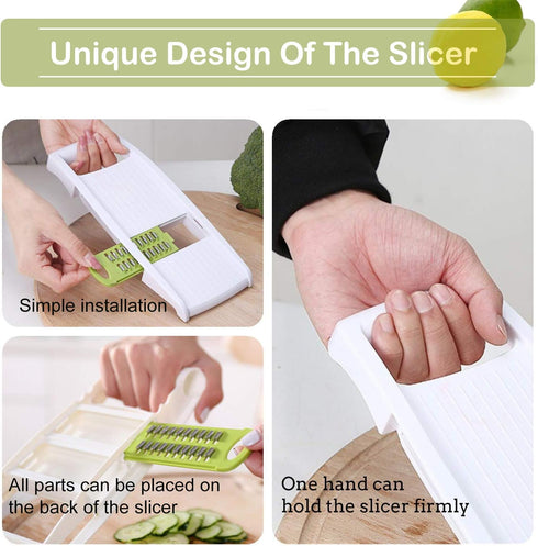 5 in 1 Mandoline Slicer, Multi Blade Vegetable Cutter, Potato Veggie Slicer, Green
