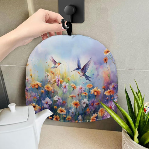 Hummingbird Tea Cozy, Insulated Sunflower Teapot Warmer, Decorative Cozy for Women, Keeps Tea Warm