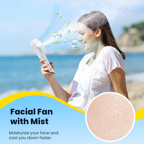 HandFan Portable Misting Fan, Handheld Spray Water Mister, USB Rechargeable Mini Cooling Hand Fans for Summer