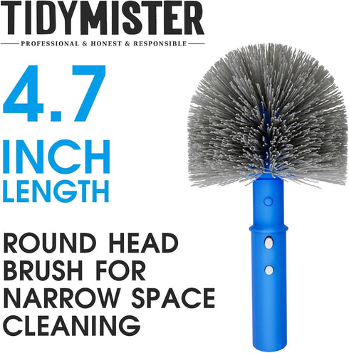 TidyMister Small Pool Brush Head for Cleaning Narrow Corners Steps, Stiff Wavy Bristles Round Brush Scrubber for Above