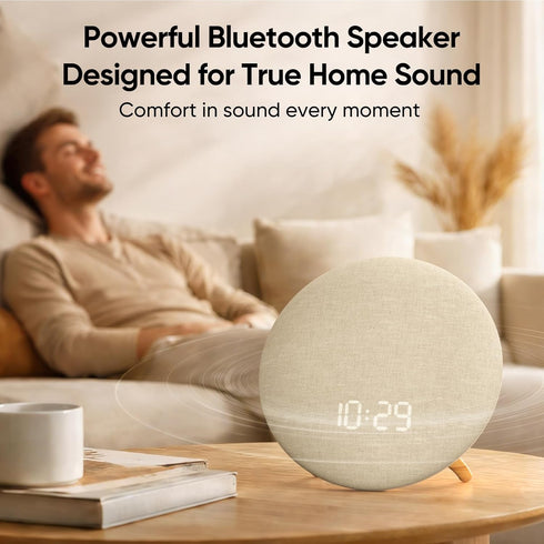 HOUSBAY Alarm Clock Sound Machine with Bluetooth Speaker - Room-Filling Sound, White Noise for Sleeping & Adult, Gentle