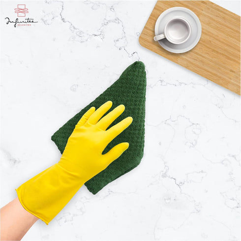 Infinitee Xclusives Premium Kitchen Towels, Pack of 6, 100% Cotton, 15 x 25 Inches Absorbent Dish Towels, Green Dish