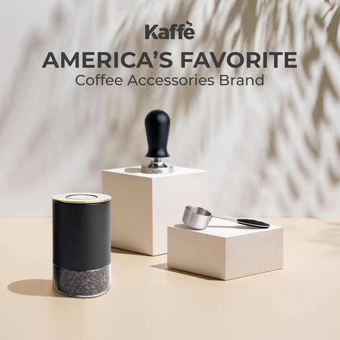 Kaffe Glass Coffee Canister (8oz) with Airtight Lid, BPA Free Glass & Stainless Steel Kitchen Storage Container