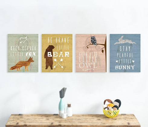 Inspirational Animals Collection Print, 12x18 Inch Nursery Decor, Woodland Nursery Kids Motivational Art