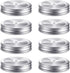 Mudder 8 Pieces Metal Regular Mouth Mason Canning Jar Lids - Leak Proof Reusable Jar with Straw Hole, Silver