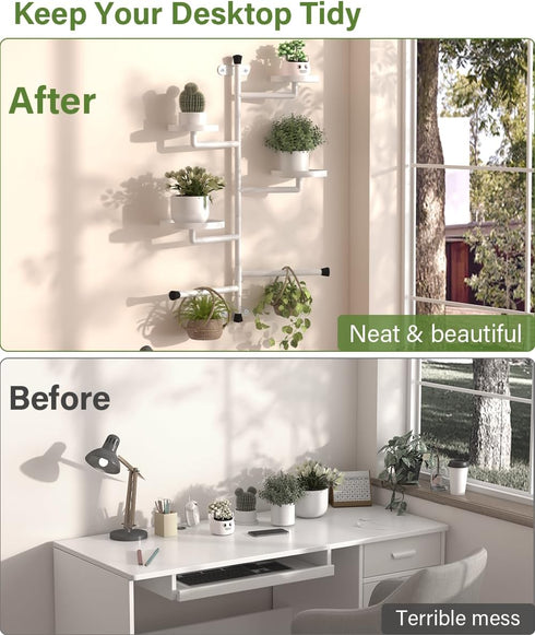 4-Tier 160 Window Plant Shelves, Rotating Indoor Wall Mounted Plant Holder Shelf for Haning Multiple Plants, Floating