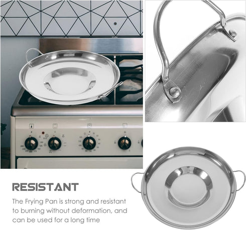 BESTonZON Stainless Steel Comal Concave Pan, Non-Stick Stir Fry Pan for Kitchen Restaurant Outdoor (Silver 36CM)