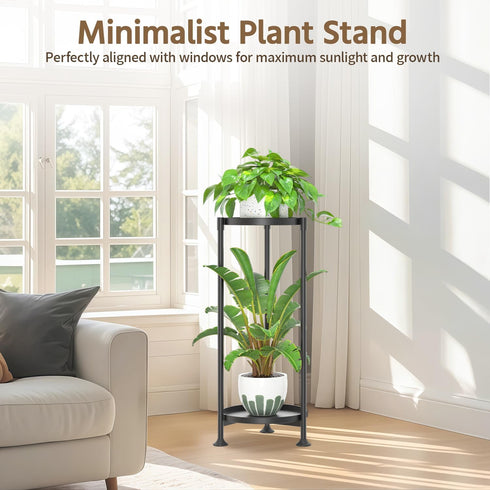 2 LASZOLA Tier Black Plant Stand Indoor for Large Tall Heavy Duty Flower Planter, Metal Vertical Multi Level Rack