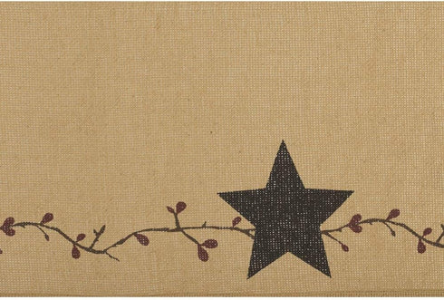 Pine Valley Quilts Country Primitive Burlap Valance Curtain, Star and Pip Design, 16x90