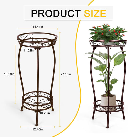 Gynyinly 2 Tier Rustproof Iron Plant Stand - Heavy Duty Outdoor Plant Stands For Patio, Balcony Or Garden Or Planter