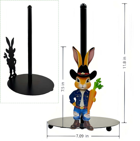 XYittkl Countertop, Bathroom(1 Pack) Cute Western Bunny Paper Towel Holder Rustic Farmhouse Kitchen Decor, Funny Rabbit