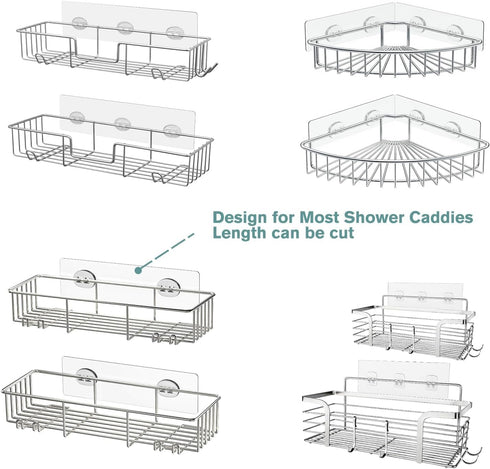 12 Pcs Shower Caddy Adhesive Hooks Replacement Storage Shelf Basket Strips Hook/No Drilling Strong Adhesive