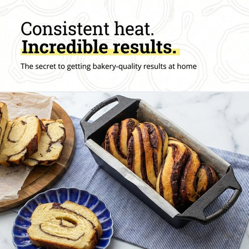 8.5 Inches Lodge Seasoned Cast Iron Loaf Pan - Pre-Seasoned Rectangular Cast Iron Bakeware- Even Browning Bread Pan