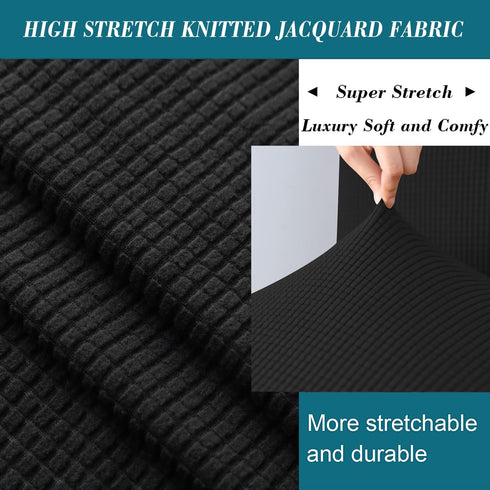 HFCNMY Stretch Square Ottoman Cover Knitted Jacquard Ottoman Cover Washable Square Ottoman Slipcover Storage Ottoman