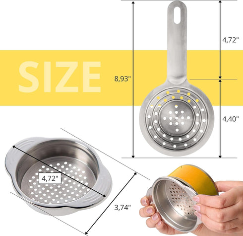 2 PCS Tuna Strainer for Can - Small Colander with Handle Stainless Steel Tuna Can Strainer Press for Kitchen
