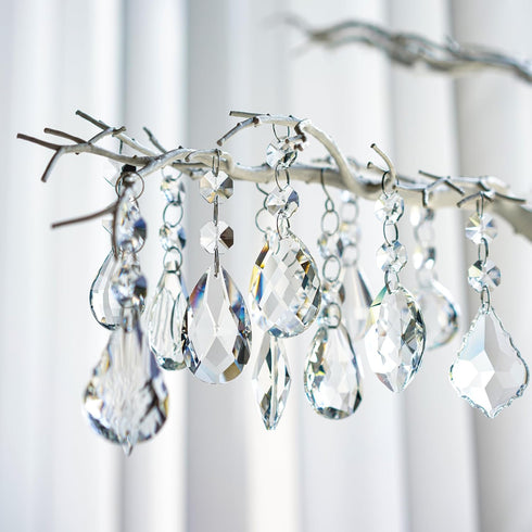 Pack 12 H&D of Clear Crystal Chandelier Lamp Lighting Drops Pendants Balls Prisms Hanging Glass Prisms Parts Suncatcher