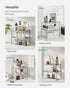 SONGMICS Spice Racks - Set of 2 Metal Cabinet Shelf Organizers, Stackable, Expandable, Silver