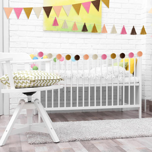 9.8 Feet Pom Pom Garland Set Colorful Felt Fabric for Classroom, 3.6 Feet Pennant Banner for Home Birthday Party (Boho