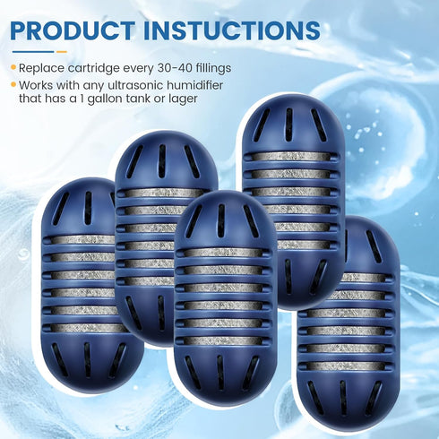 isinlive 12-Pack Demineralization Cartridge for HoMedics Ultrasonic Humidifiers, Filters Mineral Deposits