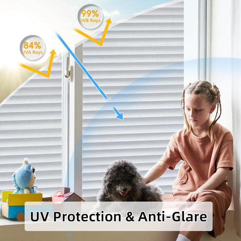 DUOFIRE Window Film Blinds Pattern Privacy Window Film, Static Cling, 23.6 x 78.7 inch