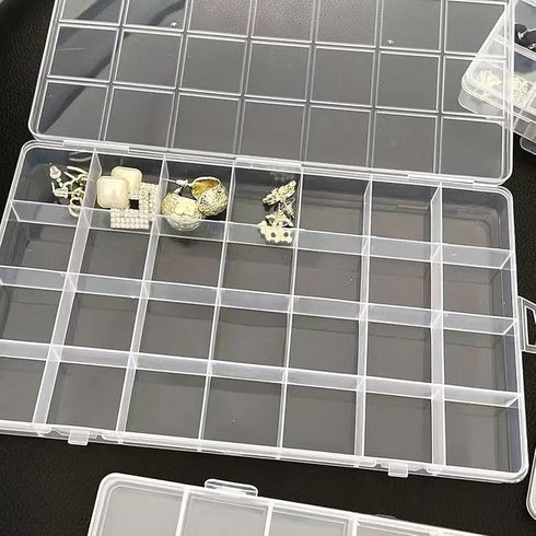 YIKANGHENG 25 Grids Clear Plastic Jewelry Organizer Storage Box - 7.5 Inch x 5.2 Inch (1)