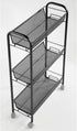 mDesign Steel Rolling Utility Cart with 3 Basket Shelves - Storage Organizer Trolley for Bathroom, Garage, Laundry Room