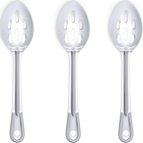 Super Strong Ergonomic Serving Spoon Set of 3, Big Slotted Stainless Steel Spoons for Cooking, Baking, Basting