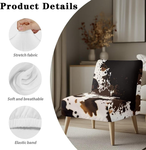 Generic Armless Armless Armless Stretch Chair Slipcovers Cow Print Accent Chair Covers Removable Non-Slip Couch Cover