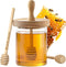 HAPPI STUDIO Airtight Honey Pot with Dipper - Borosilicate Glass Honey Jar