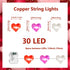 30 Curyidy Valentines Day Decor Heart String Lights, LED Fairy Lights with Remote Control & Waterproof Battery Operated