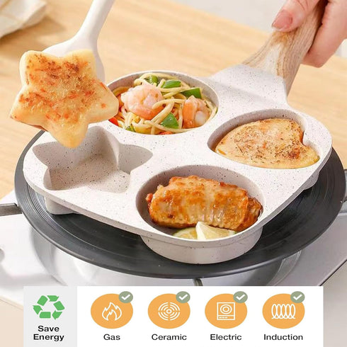 JUSTUP Nonstick Frying Pan, 4-Cup Egg Pan, 7.5 Inch Granite Skillet with Anti-scald Handle for Breakfast