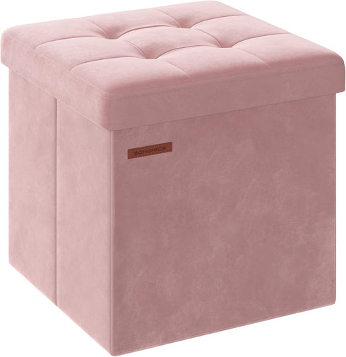 SONGMICS Small Storage Ottoman, Folding Ottoman Cube, 15 x 15 x 15