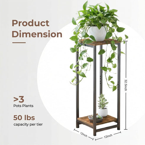 2 32.5" Tier Tall Plant Stand Indoor, Corner Plant Stands for Indoor Plants Multiple, Multi-Functional Small Side Table