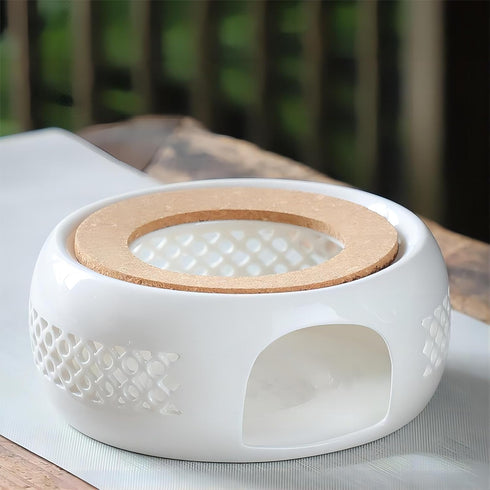 Bamboo's Grocery LoKii 6 Inches Ceramic Teapot Warmer with Cork Cushion, Teapot Heater, Tea Light Warmer, Suitable