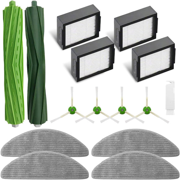 Vacuum Accessories Kit for iRobot Roomba Combo i5, i5+, j5, j5+ - 2 Brush Rollers, 4 HEPA Filters, 4 Mop Pads, 4 Side