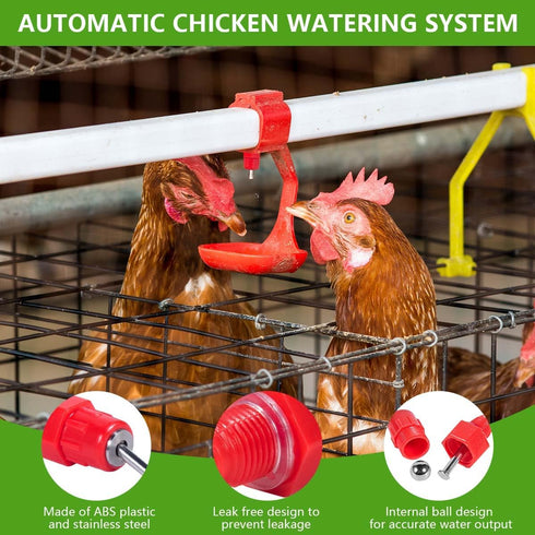 KISEER 30-Pack Poultry Nipple Waterer for Chickens and Ducks - Screw Style