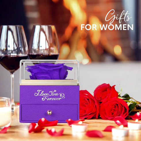 ASELFAD Preserved Real Purple Rose Gifts for Mother's Day, Forever Flowers for Mom, Grandma, Girlfriend, Anniversary