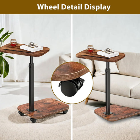 360 (15.8"x 11.8"x 33", Sofa TV Tray Table for Couch, Swivel Height Adjustable TV Trays for Eating on Couch, Side Table