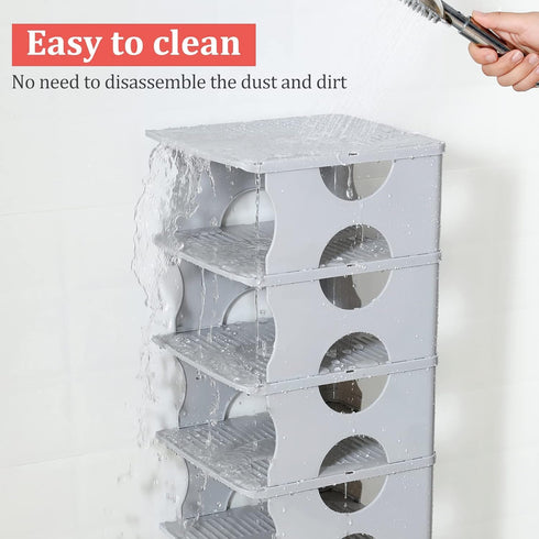 6-Tier Shoe Rack, Stackable Storage Organizer for Bedroom Entry, Adjustable Rack, Shoe Slots Shelf, Easy Tower Rack