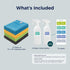 CLICK CLEAN Microfiber Cleaning Cloths, 12-Pack, 12" x 16", Includes 2 Free Bottles and 10 Labels for Cleaning